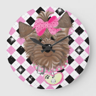 Grande Horloge Ronde Yorkie  (Large) Clock