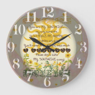 Grande Horloge Ronde You are My Sunshine Hearts