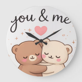 Grande Horloge Ronde  You & Me Cute Bear Couple Wall Clock 