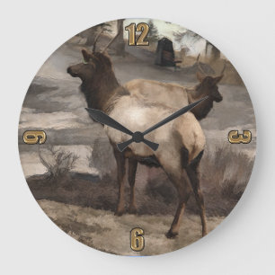 Grande Horloge Ronde Young Elk Bucks - Banff (Alberta)