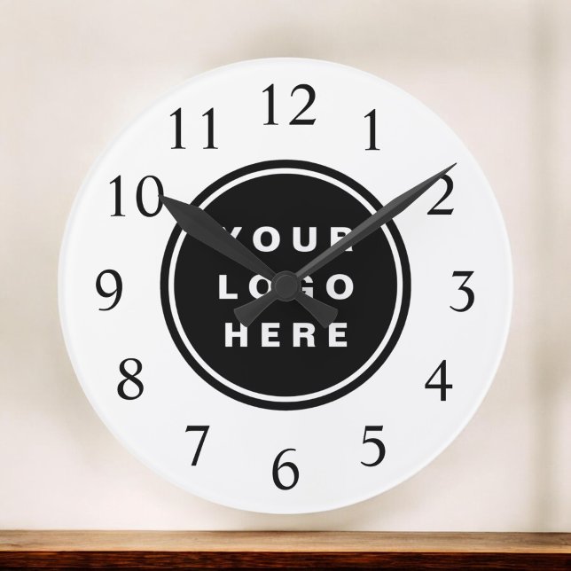 Grande Horloge Ronde Your Business Logo Promoteur Business Company (Créateur téléchargé)
