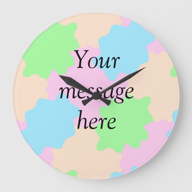 Grande Horloge Ronde Your message here add text name boho colorful rust (Recto)
