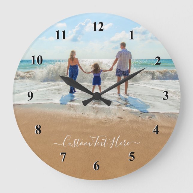 Grande Horloge Ronde Your Own Design Custom Photo Texte - Best Family (Recto)
