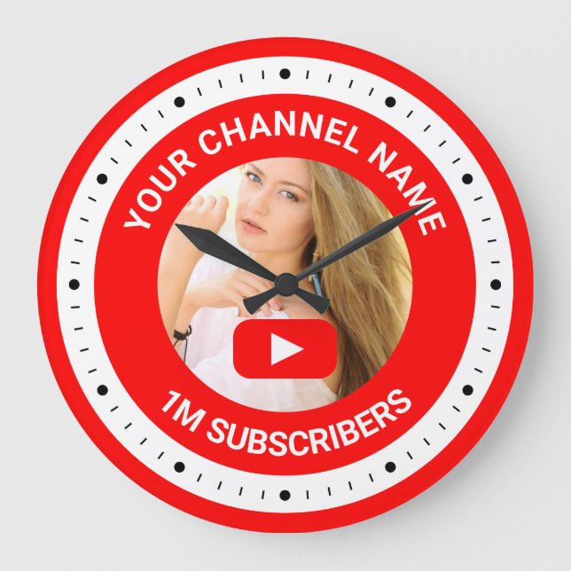 Grande Horloge Ronde Youtube Channel Photo personnalisée Youtuber Cadea (Recto)