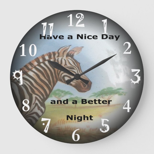 Grande Horloge Ronde Zebra avoir & beau jour et une meilleure nuit. (Recto)