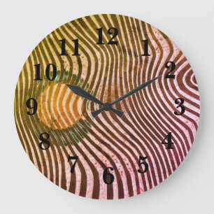 Grande Horloge Ronde Zebra Print Motif Art africain Boho Décor