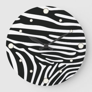 Grande Horloge Ronde Zebra Print Wall Clock