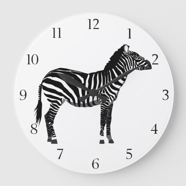 Grande Horloge Ronde Zèbre - Noir et Blanc (Recto)