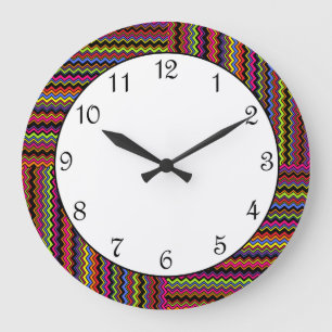 Grande Horloge Ronde Zig Zags tissés