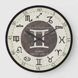Grande Horloge Ronde Zodiac Clock - Gemini
