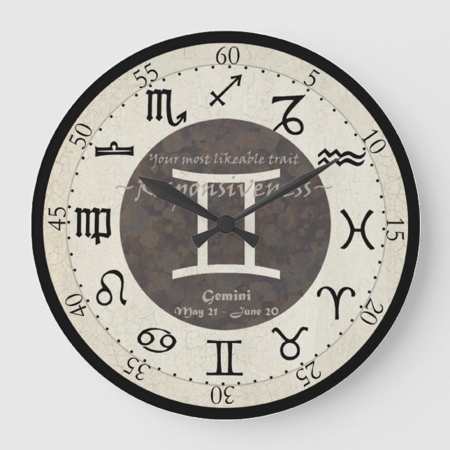 Grande Horloge Ronde Zodiac Clock - Gemini (Recto)