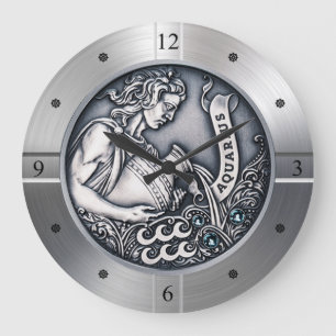 Grande Horloge Ronde Zodiaque ~ Aquarius ~ Céleste ~ Astrologie occiden