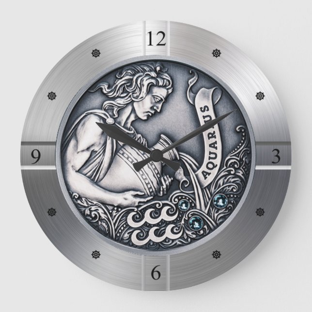 Grande Horloge Ronde Zodiaque ~ Aquarius ~ Céleste ~ Astrologie occiden (Recto)