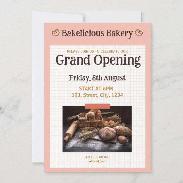 grande invitation à l'ouverture de boulangerie (Devant)
