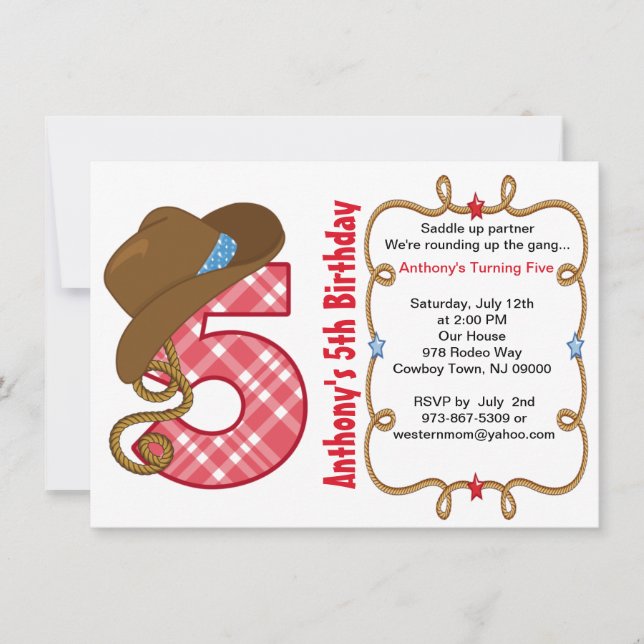 Grande invitation occidentale d'anniversaire de (Devant)