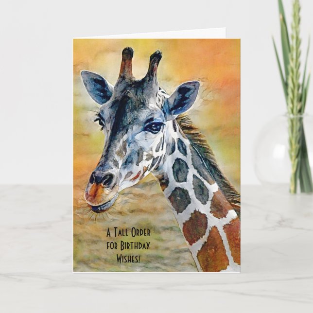 Grande jolie et douce Giraffe drôle Carte d'annive (Devant)