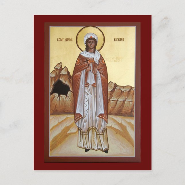 Grande Martyr Barbara Icon Carte de prière (Devant)