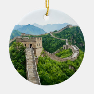 Grande Muraille de Chine aquarelle ornement