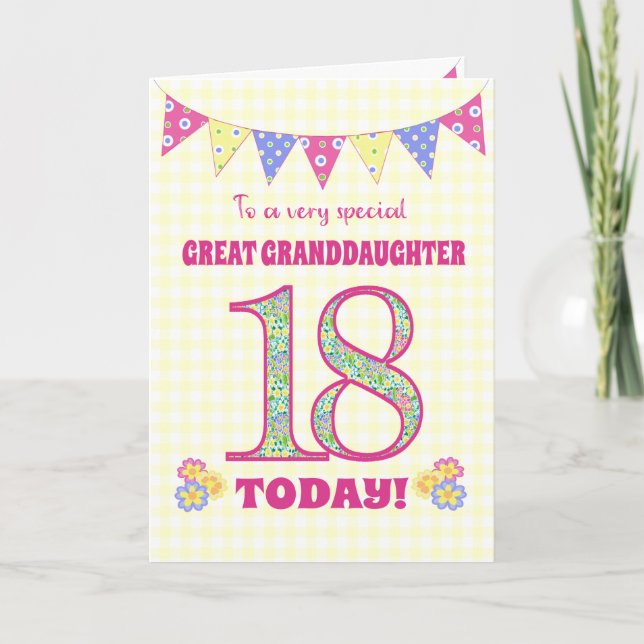 Grande Petite-fille 18e Anniversaire Carte Primros (Devant)