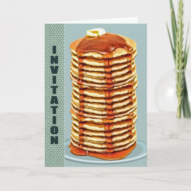 Grande pile de crêpes avec Calico Trim Invitation (Devant)