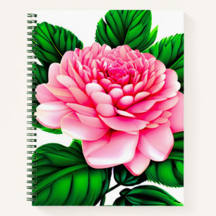 Grande pivoine rose avec Emerald Green Journal Feu
