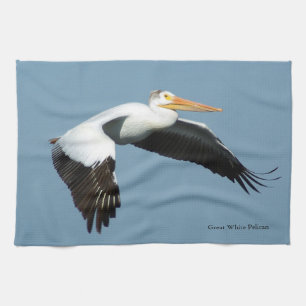 Grande serviette de cuisine Pelican blanc