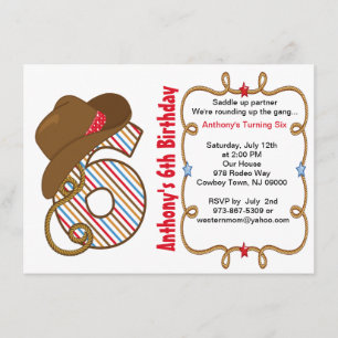 Grande six invitations occidentale d'anniversaire
