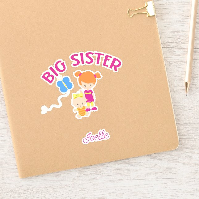 Grande Soeur avec Bébé Soeur Sticker personnalisé (Carnet)