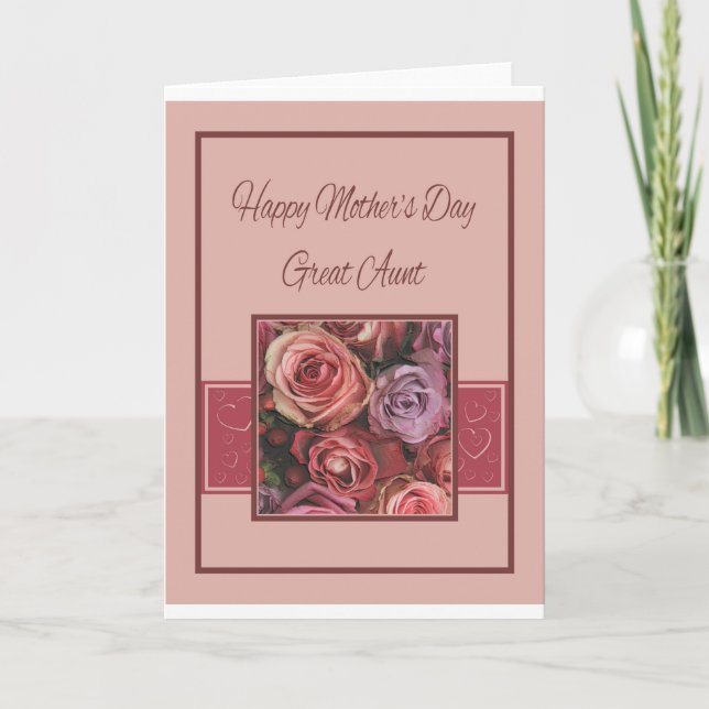 Grande tante Bonne carte rose de fête des mères (Devant)