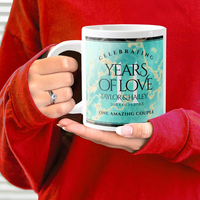 Grande Tasse 11ème anniversaire de Mariage turquoise (11th Wedding Anniversary Jumbo Coffee Mug Cover Photo (Turquoise))