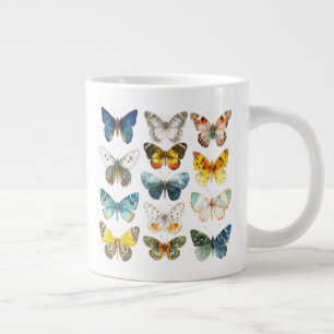 Grande Tasse 13 beaux papillons insecte art aquarelle