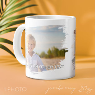 Grande Tasse 1 Photo et Texte Complets - Brushstroke Horizontal