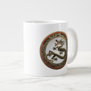 Grande Tasse [200] Dragon oriental sacré noir et or