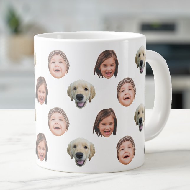 Grande Tasse 20 Oz Jumbo Cute Family Face 3 Photos Spécialité (Créateur téléchargé)