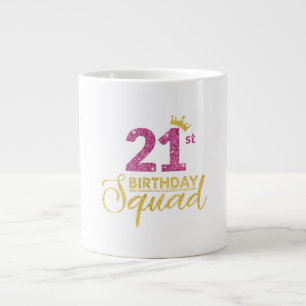 Grande Tasse 21e Anniversaire Squad Party Crown Pink Gold