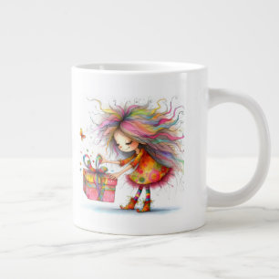 Grande Tasse *  2 Coloré Fille de Noël Fantaisiste  Cadeau AP97