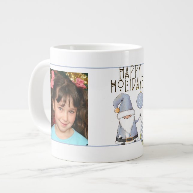 Grande Tasse 2 Photos avec Jolie Père Noël Gnome (Devant gauche)