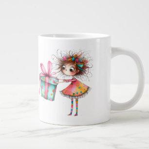 Grande Tasse * 3 Colorée Fille de Noël Fantaisiste Cadeau AP97