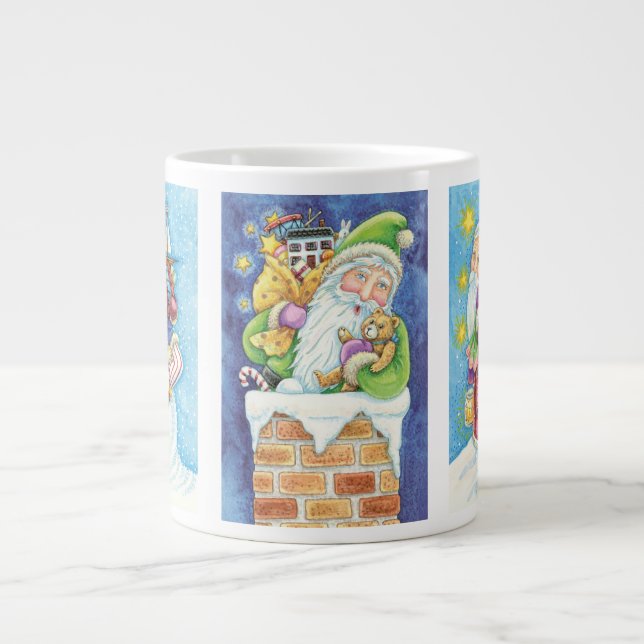 Grande Tasse 3 conceptions différentes de Père Noël de dessins  (Devant)