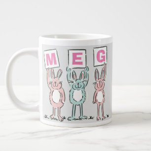 Grande Tasse 3 Lettre Nom Fun Rabbits Design