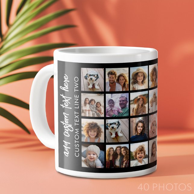 Grande Tasse 40 Collage de photos - 4 lignes 10 colonnes - Nom  (40 photo personalized coffee mug)