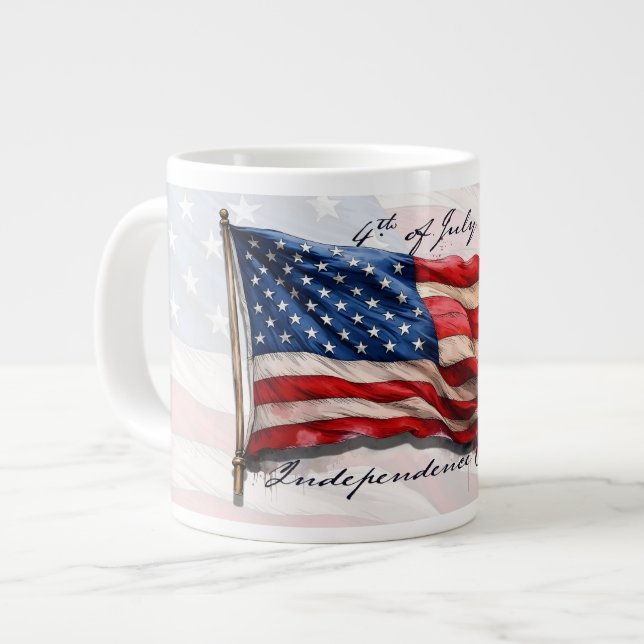 Grande Tasse 4 juillet - Célébrer avec le drapeau américain (Devant gauche)