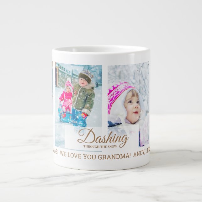 Grande Tasse 4 Photo Dashing Through Snow Christmas Grand-paren (Devant)