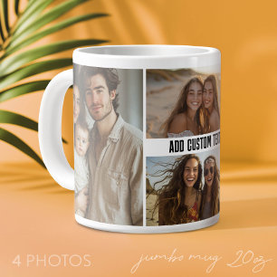 Grande Tasse 4 photos en collage avec une ligne de texte - Mini
