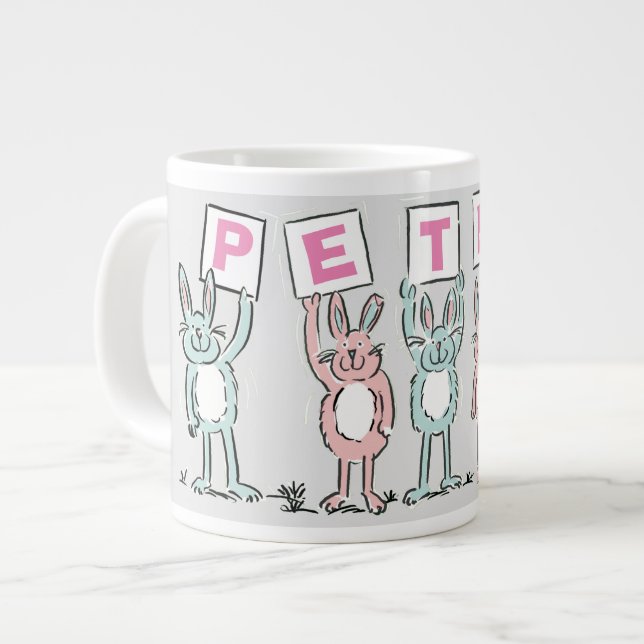 Grande Tasse 5 Nom De Lettre Avec Lapins Amusants (Devant gauche)