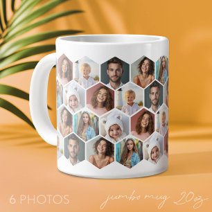 Grande Tasse 6 Collage de photos - motif nid d'abeille funky -