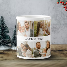 6 Collage photo - Texte personnalisé noir blanc