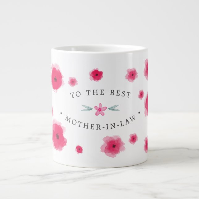 Grande Tasse À la meilleure belle-mère Fleurs roses (Devant)