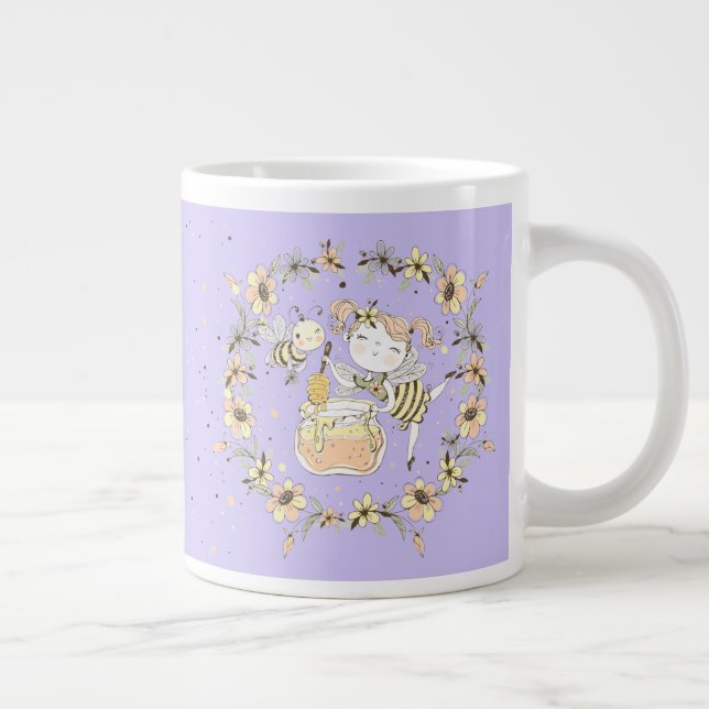 Grande Tasse Abeilles De Miel, Fée & Bébé En Motif Sans Faille (Droite)
