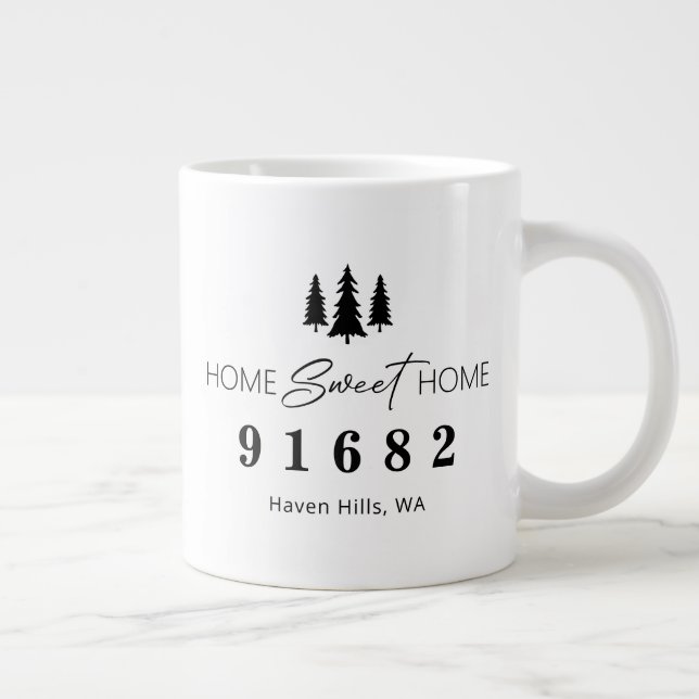 Grande Tasse Accueil Sweet Home Code postal personnalisé (Droite)